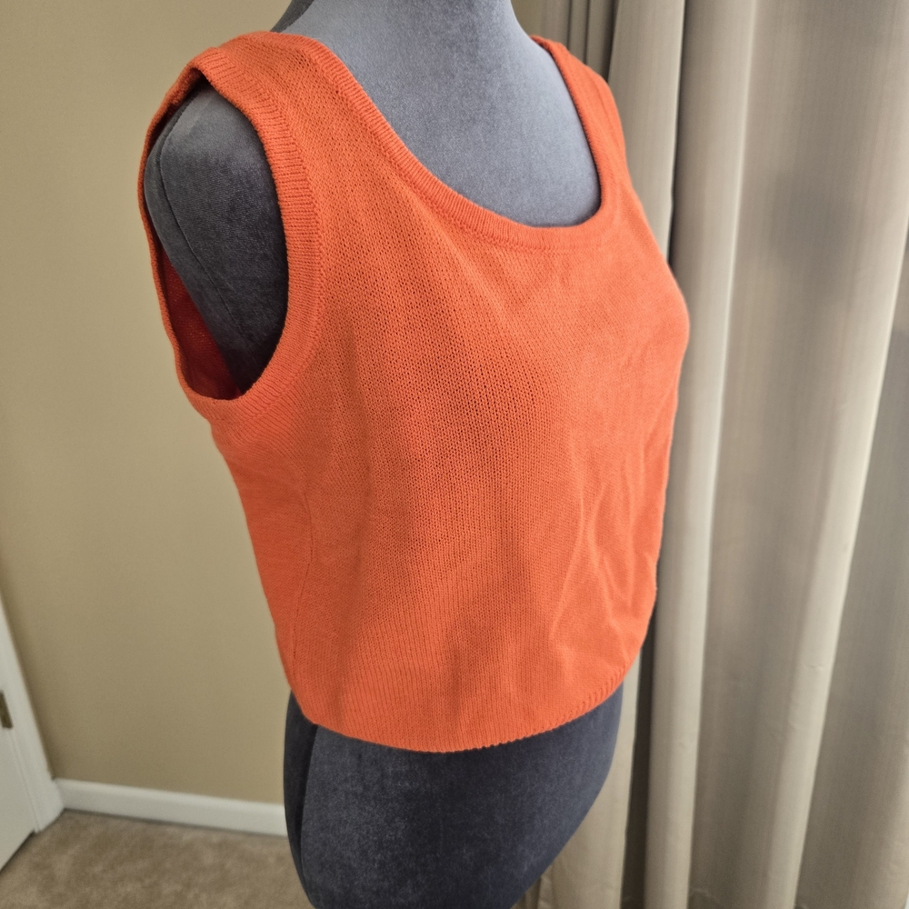 St. John Collection by Marie Gray Orange Knit Shell Tank Top Size P